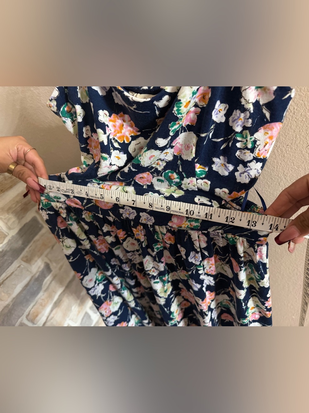 040. Hem & Thread Navy Floral Summer Dress with Pink and Green Accents - Picture 4 of 5